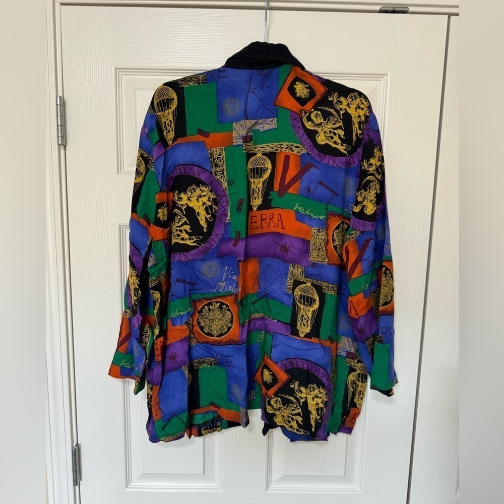 SHARON ANTHONY Vintage Art To Wear Cardigan Bold Boho Artsy Buttons - Picture 3 of 11